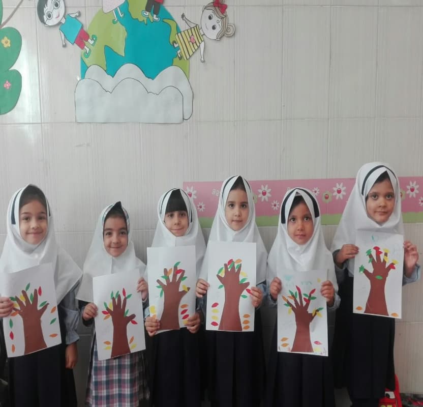 الگوی درخت با دست فصل پاییز